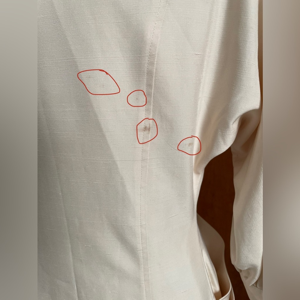 Vintage Silk Cream Button Midi Dress with Shoulder Pads Medium M - Picture 5 of 15